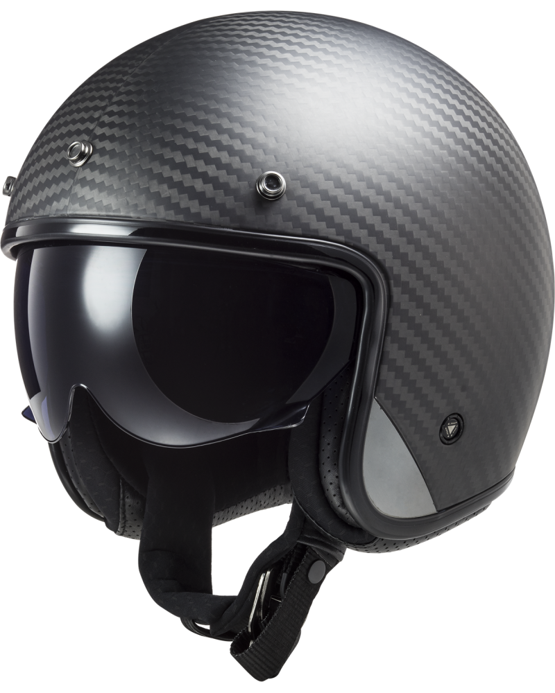 Load image into Gallery viewer, Capacete jet LS2 OF601 Bob II C Solid Carbono Mate – vista frontal – ECE 22.06
