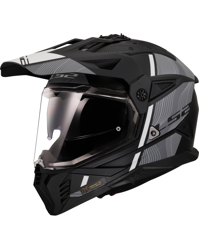 Load image into Gallery viewer, Capacete motocross LS2 MX702 Pioneer II Hill Preto Mate Branco – vista frontal – ECE 22.06
