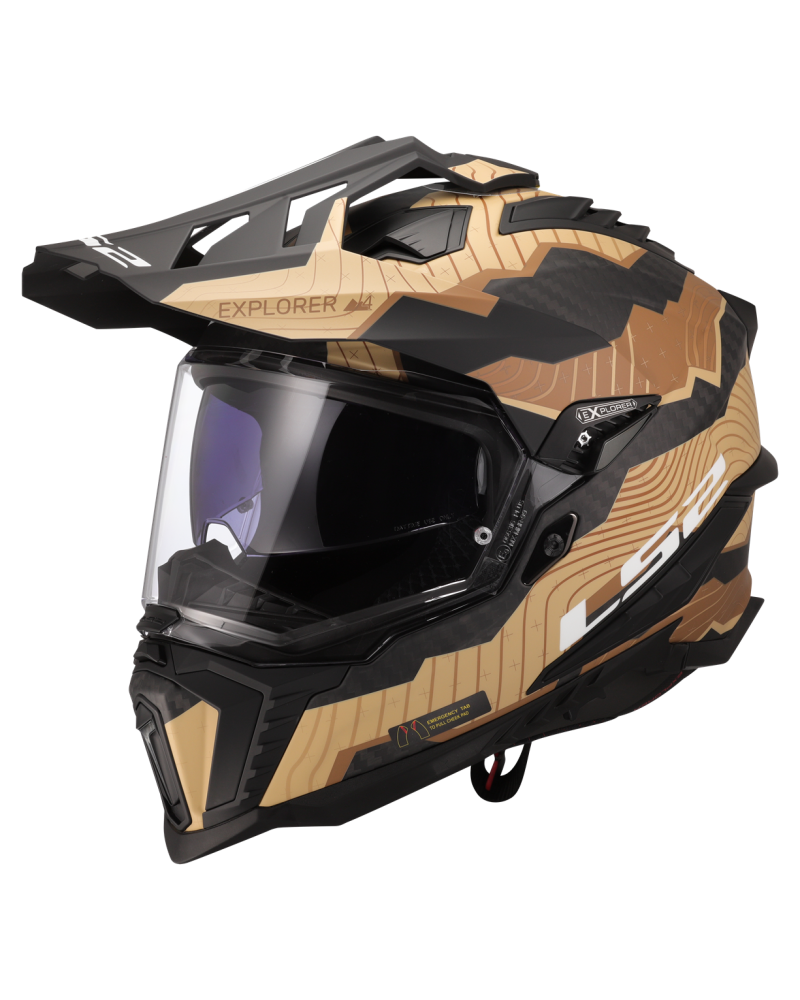 Load image into Gallery viewer, Capacete enduro LS2 MX701 Explorer C Trick Carbono Castanho Mate Areia – vista frontal – ECE 22.06
