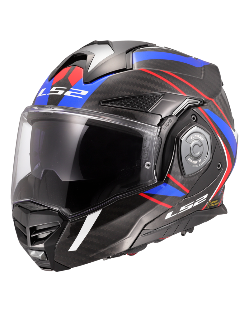 Load image into Gallery viewer, Capacete modular LS2 FF901 Advant-X C Future II Branco Azul Vermelho – vista frontal
