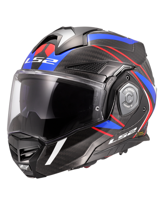 Capacete modular LS2 FF901 Advant-X C Future II Branco Azul Vermelho – vista frontal