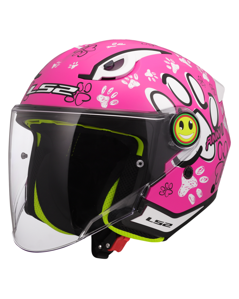 Load image into Gallery viewer, Capacete jet infantil LS2 OF622 Funny II Paws Rosa – vista frontal – ECE 22.06
