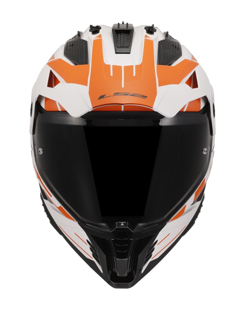 Load image into Gallery viewer, Capacete motocross LS2 MX702 Pioneer II Namib Branco Laranja – vista lateral esquerda
