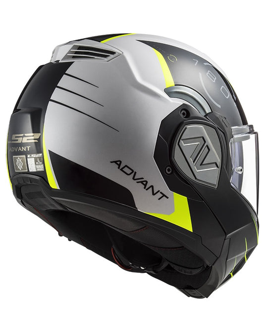 Capacete Modular LS2 FF906 Advant Codex Branco Preto — Vista Lateral