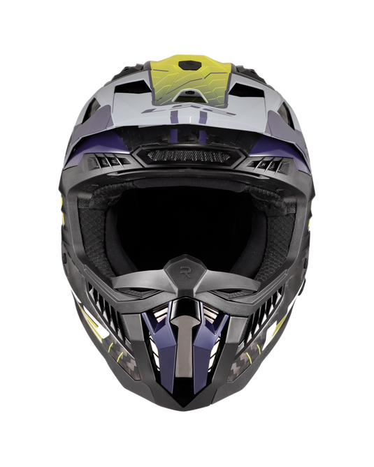 Capacete motocross LS2 MX703 X-Force C Galuo Cinzento Amarelo Hi-Vision – vista lateral esquerda
