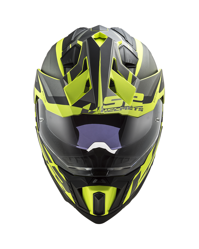 Load image into Gallery viewer, Capacete enduro LS2 MX701 Explorer Alter Preto Mate Amarelo Hi-Vision – vista lateral esquerda

