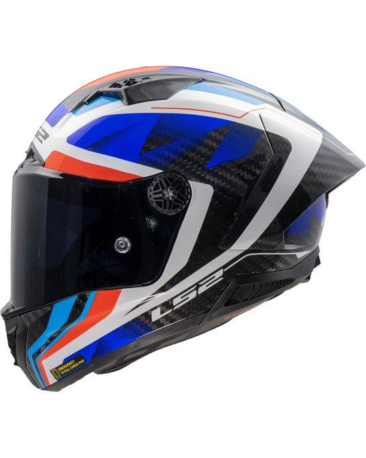 Capacete integral LS2 FF805 Thunder C GP Raute Azul Vermelho – vista lateral esquerda