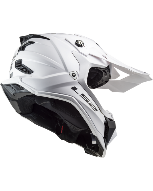 Capacete motocross LS2 MX700 Subverter Evo II Solid Branco – vista lateral esquerda