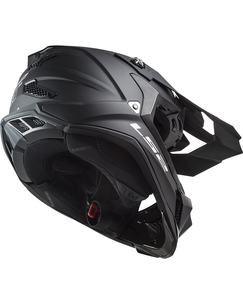 Load image into Gallery viewer, Capacete motocross LS2 MX700 Subverter Evo II Solid Preto Mate – vista traseira
