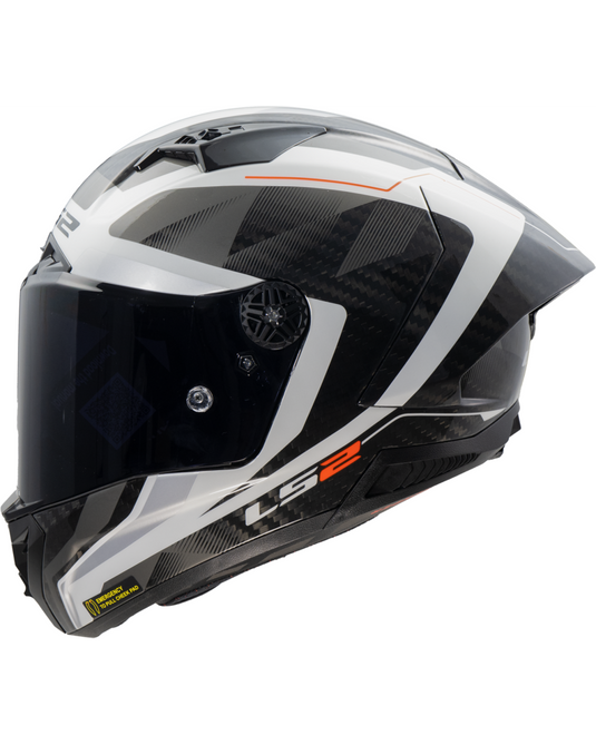 Capacete integral LS2 FF805 Thunder C GP Raute Cinza Branco – vista lateral esquerda
