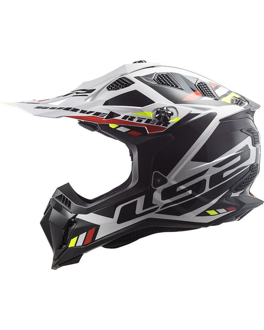 Capacete motocross LS2 MX700 Subverter Evo II Stomp Branco Preto – vista lateral