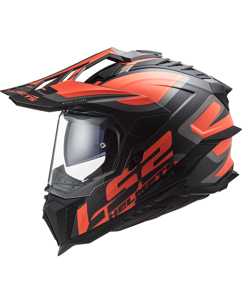 Load image into Gallery viewer, Capacete enduro LS2 MX701 Explorer Alter Preto Mate Laranja Fluo – vista lateral esquerda
