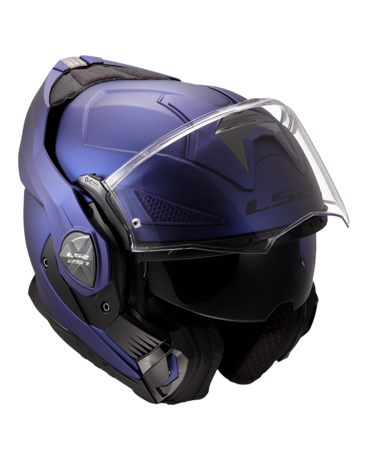 Capacete modular LS2 FF808 Stream II Solid Azul Marinho – vista lateral