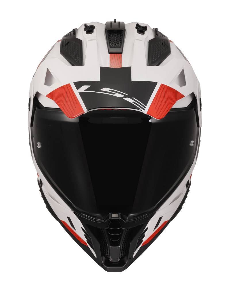 Load image into Gallery viewer, Capacete motocross LS2 MX702 Pioneer II Hill Branco Brilho Vermelho – vista lateral esquerda
