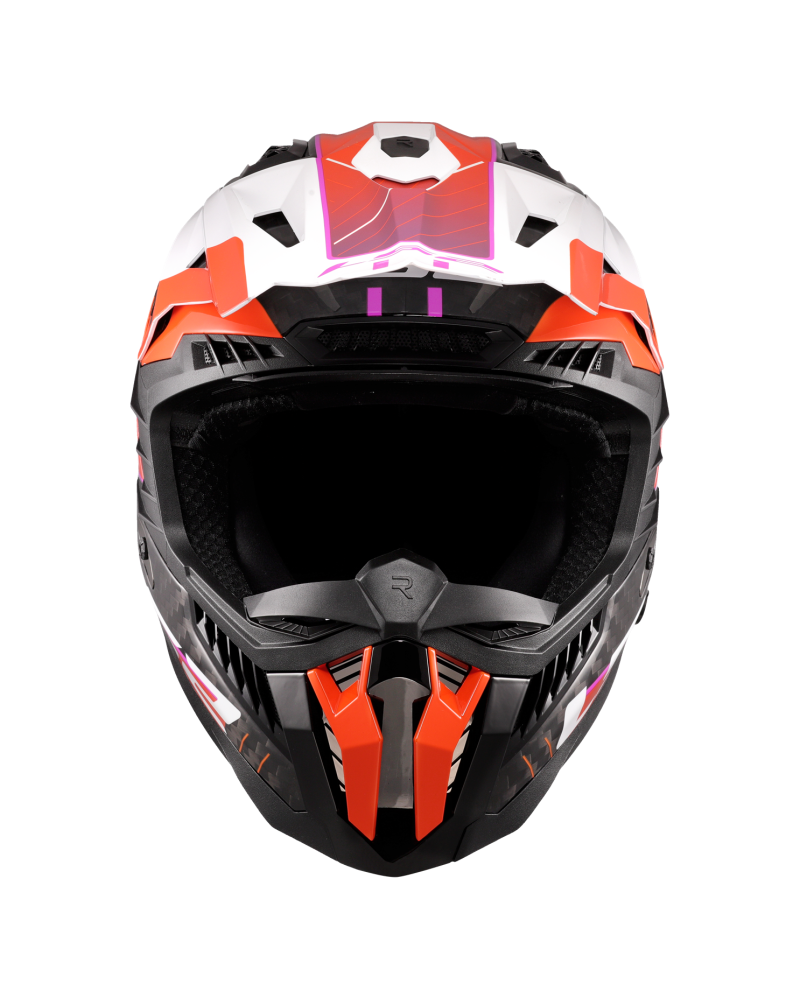 Load image into Gallery viewer, Capacete motocross LS2 MX703 X-Force C Galuo Laranja Brilho – vista lateral esquerda

