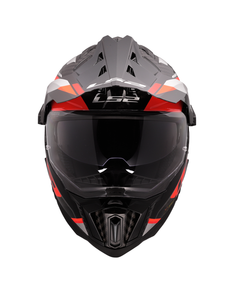 Load image into Gallery viewer, Capacete enduro LS2 MX701 Explorer C Frontier II Laranja Cinza – vista lateral esquerda
