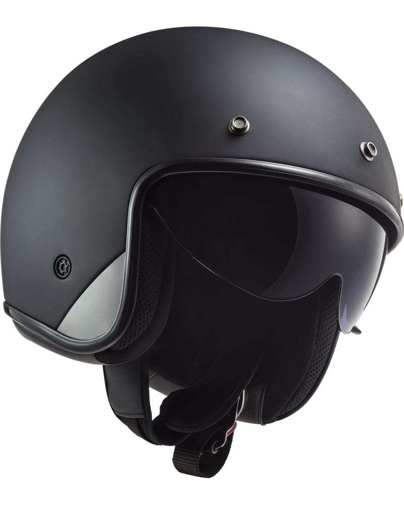 Load image into Gallery viewer, Capacete jet LS2 OF601 Bob II Solid Preto Mate – vista lateral esquerda
