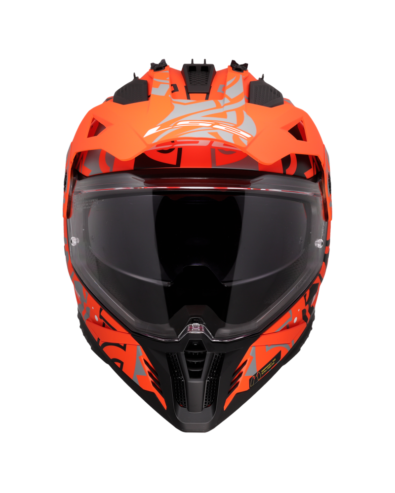 Load image into Gallery viewer, Capacete motocross LS2 MX702 Pioneer II Rangi Laranja Mate – vista frontal – ECE 22.06
