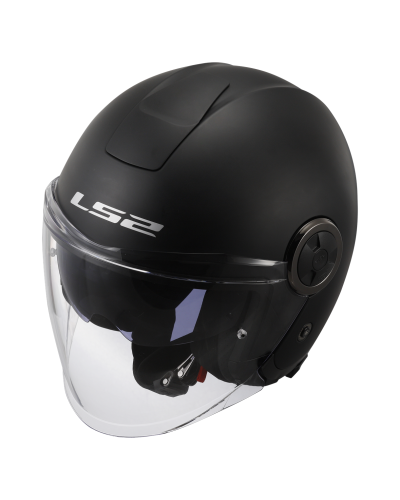 Carregue imagem no visualizador da galeriaCapacete open-face LS2 OF620 Classy Solid Preto Mate – vista lateral esquerda

