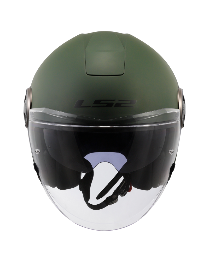 Carregue imagem no visualizador da galeriaCapacete open-face LS2 OF620 Classy Solid Verde Militar – vista lateral esquerda
