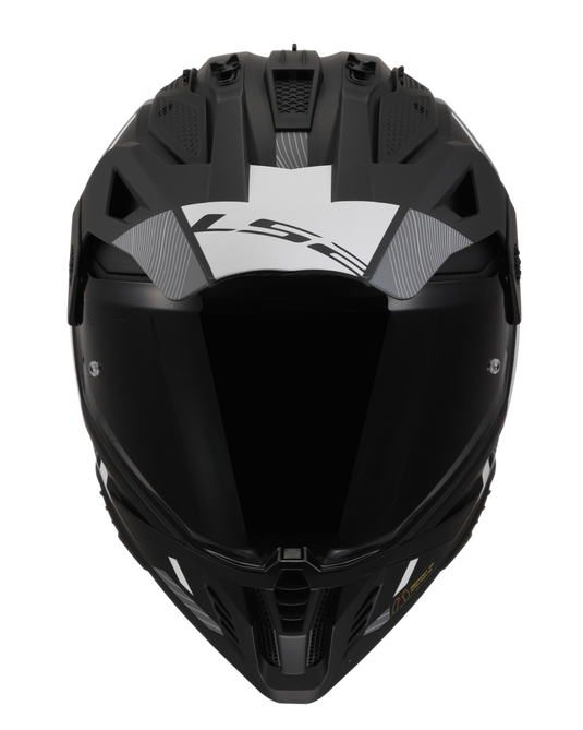 Capacete motocross LS2 MX702 Pioneer II Crazy Preto Mate Cinza Amarelo Hi-Vision – lateral