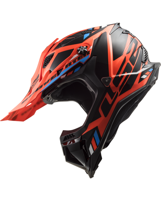 Capacete motocross LS2 MX700 Subverter Evo II Stomp Laranja Fluo Preto – vista lateral