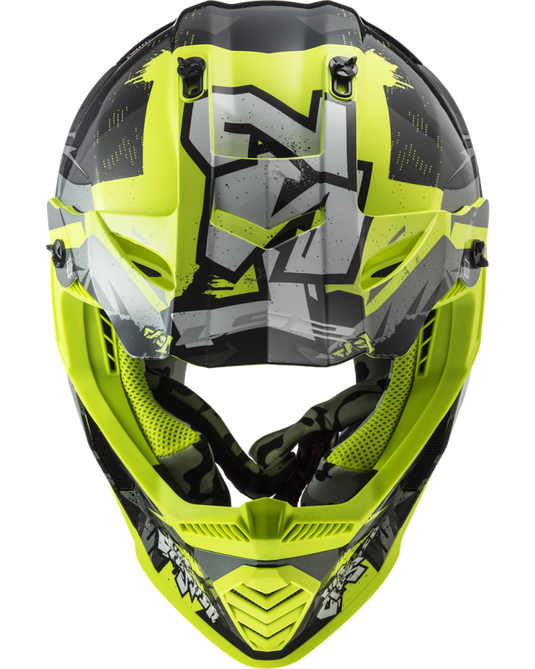Capacete motocross infantil LS2 MX437 Fast Evo II Mini Crusher Preto Amarelo – lateral esquerda