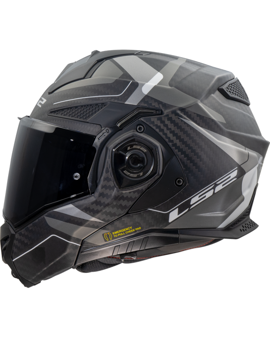 Capacete modular LS2 FF901 Advant-X C Horizon Cinza-Prateado Mate – vista lateral esquerda