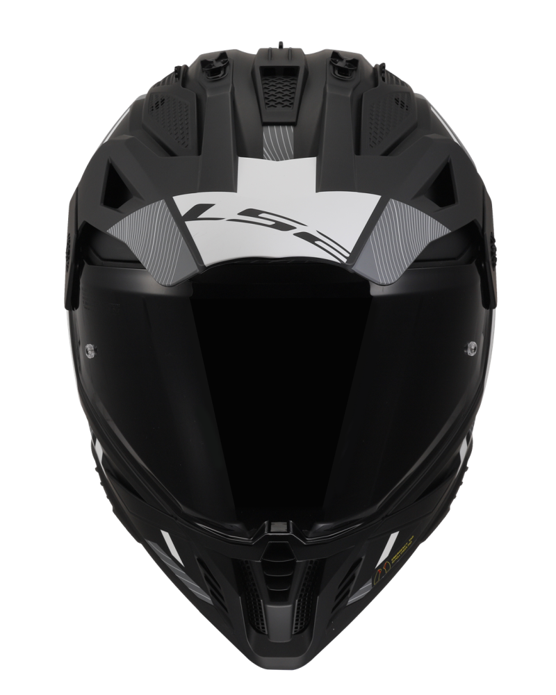 Load image into Gallery viewer, Capacete motocross LS2 MX702 Pioneer II Hill Preto Mate Branco – vista lateral esquerda
