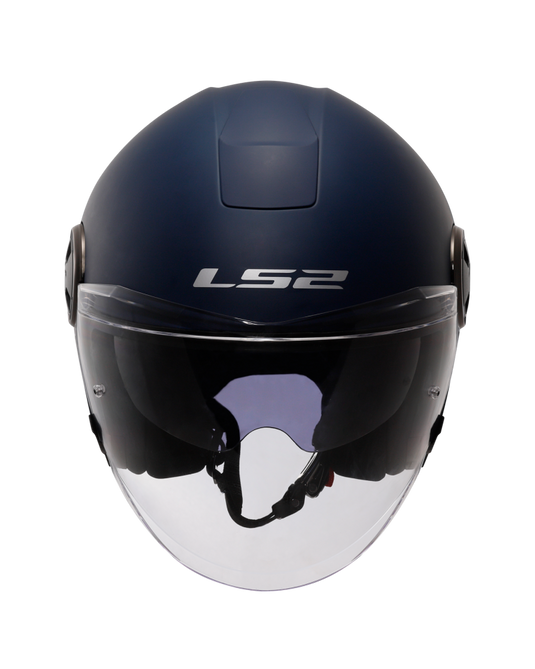Capacete open-face LS2 OF620 Classy Solid Azul Marinho – vista lateral esquerda
