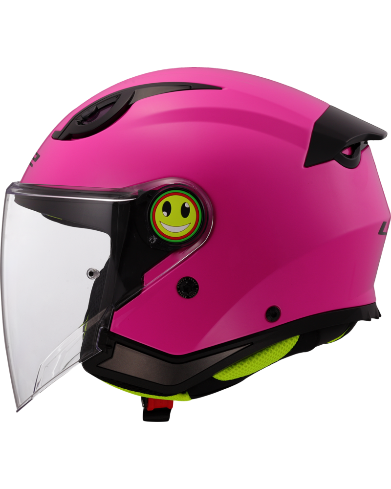 Load image into Gallery viewer, Capacete jet infantil LS2 OF622 Funny II Solid Rosa – vista lateral

