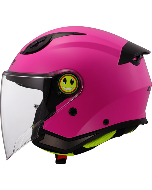 Capacete jet infantil LS2 OF622 Funny II Solid Rosa – vista lateral