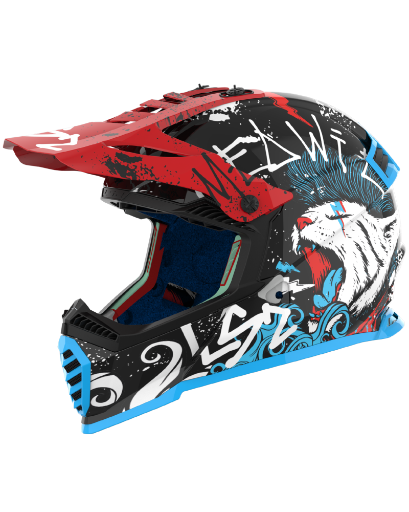 Load image into Gallery viewer, Capacete motocross infantil LS2 MX437 Fast Evo II Mini Starmaw Preto Brilho – lateral
