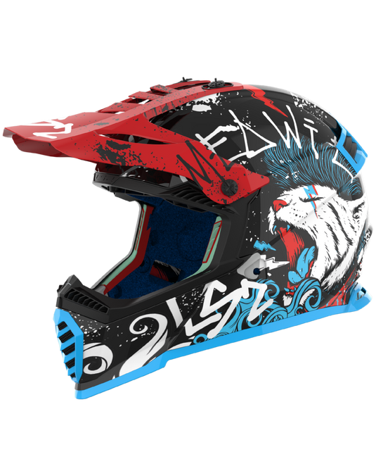 Capacete motocross infantil LS2 MX437 Fast Evo II Mini Starmaw Preto Brilho – lateral