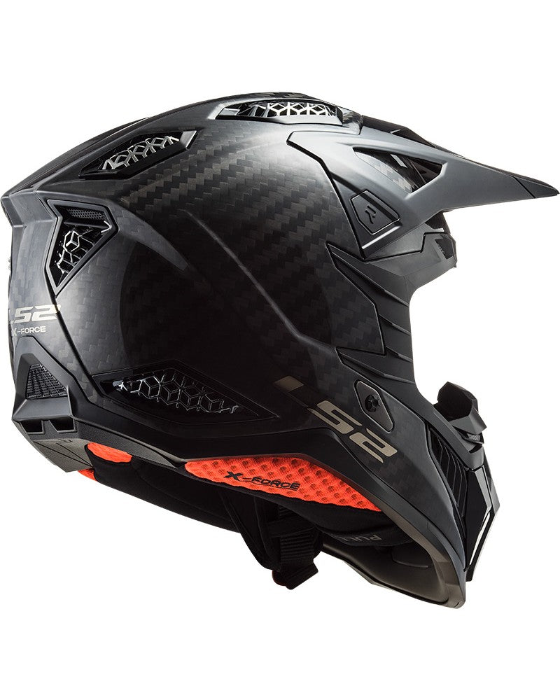 Load image into Gallery viewer, Capacete motocross LS2 MX703 X-Force C Solid Carbono Brilho – vista lateral esquerda

