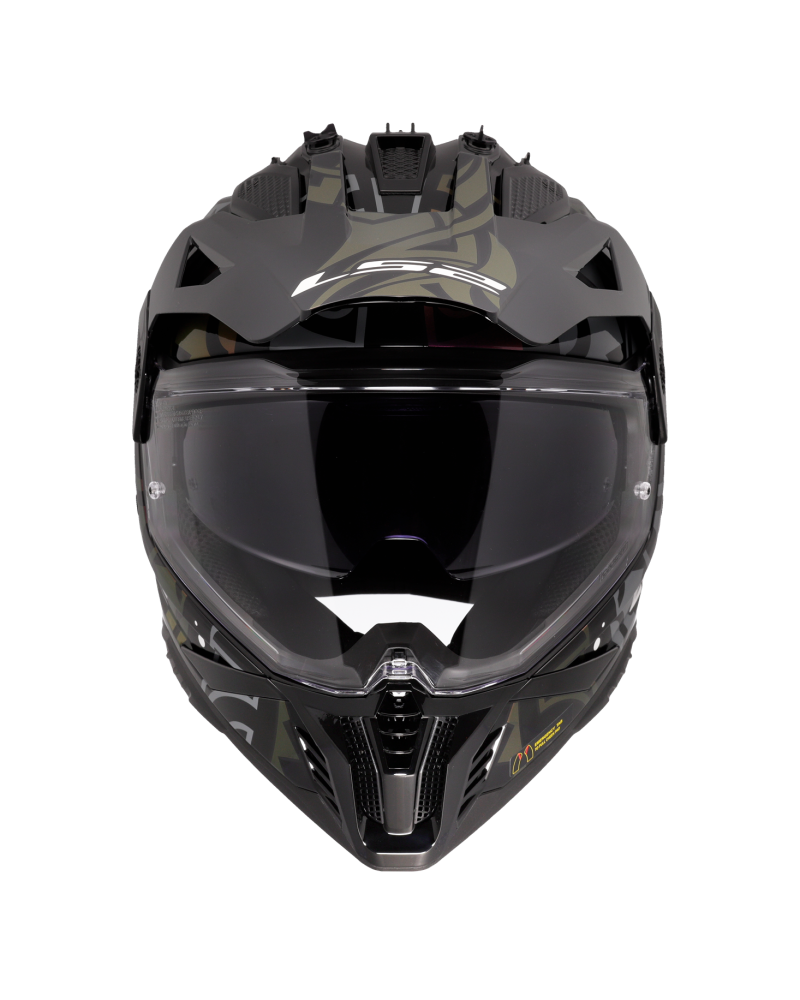 Load image into Gallery viewer, Capacete motocross LS2 MX702 Pioneer II Rangi Preto Camaleão – vista lateral esquerda
