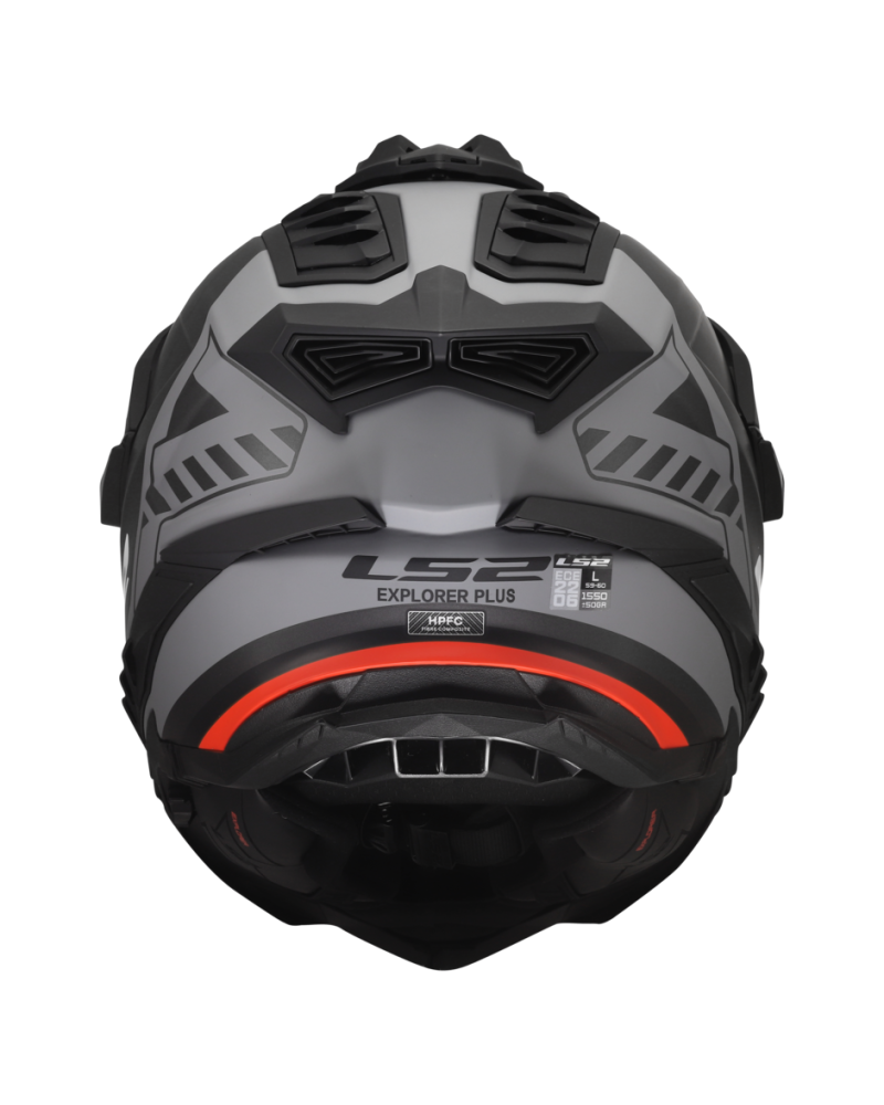 Load image into Gallery viewer, Capacete enduro LS2 MX701 Explorer Hexa Preto Vermelho Cinza – vista lateral esquerda
