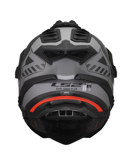 Capacete enduro LS2 MX701 Explorer Hexa Preto Vermelho Cinza – vista lateral esquerda