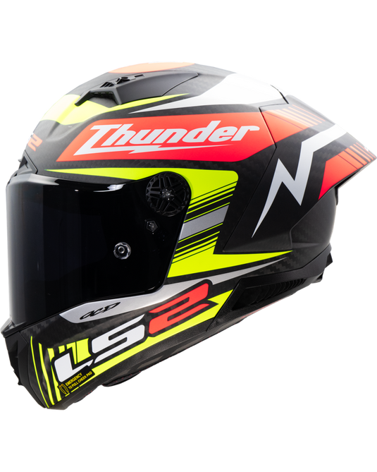 Capacete integral LS2 FF805 Thunder C GP Black Replica Preto Amarelo Vermelho – lateral esquerda