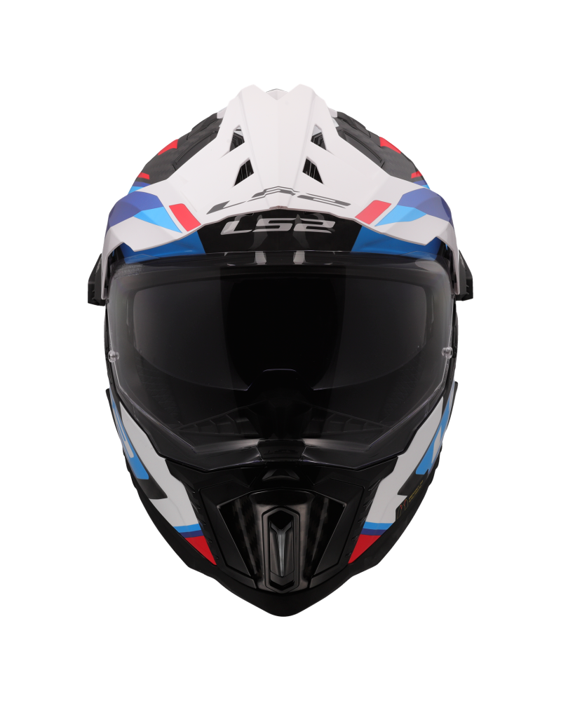 Load image into Gallery viewer, Capacete enduro LS2 MX701 Explorer C Frontier II Branco Azul – vista lateral esquerda
