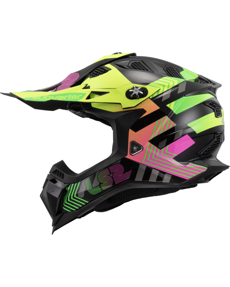 Load image into Gallery viewer, Capacete motocross LS2 MX700 Subverter Evo II Chromatic Preto Brilho – vista lateral
