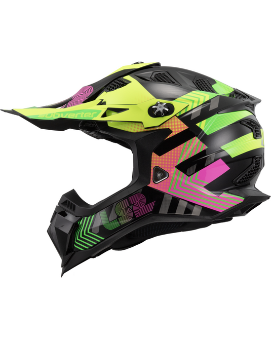 Capacete motocross LS2 MX700 Subverter Evo II Chromatic Preto Brilho – vista lateral