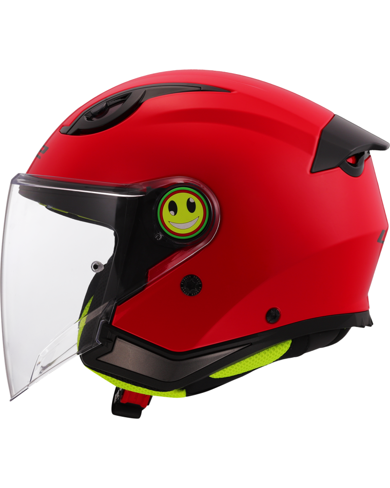Load image into Gallery viewer, Capacete jet infantil LS2 OF622 Funny II Solid Vermelho – vista lateral
