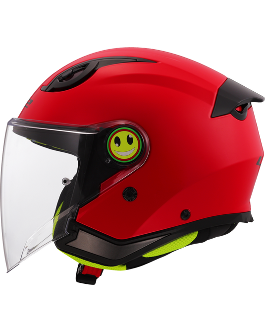 Capacete jet infantil LS2 OF622 Funny II Solid Vermelho – vista lateral