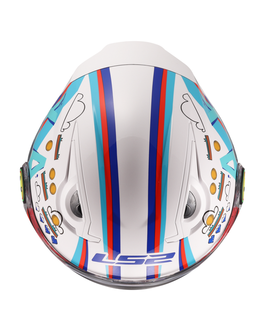 Capacete jet infantil LS2 OF622 Funny II Next Level Branco Brilho – lateral esquerda