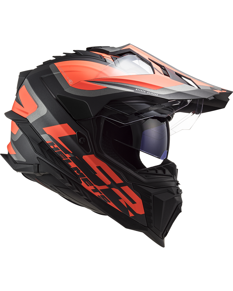 Load image into Gallery viewer, Capacete enduro LS2 MX701 Explorer Alter Preto Mate Laranja Fluo – vista lateral direita
