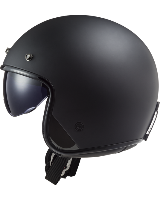 Capacete jet LS2 OF601 Bob II Solid Preto Mate – vista lateral direita
