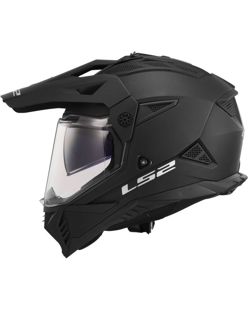 Load image into Gallery viewer, Capacete motocross LS2 MX702 Pioneer II Solid Preto Mate – vista traseira
