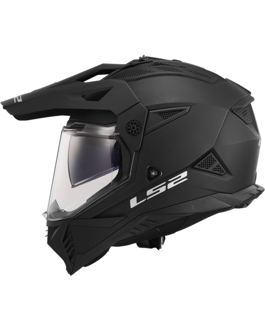 Capacete motocross LS2 MX702 Pioneer II Solid Preto Mate – vista traseira