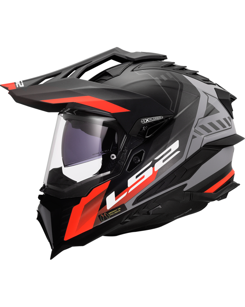 Load image into Gallery viewer, Capacete enduro LS2 MX701 Explorer Hexa Preto Vermelho Cinza – vista lateral direita
